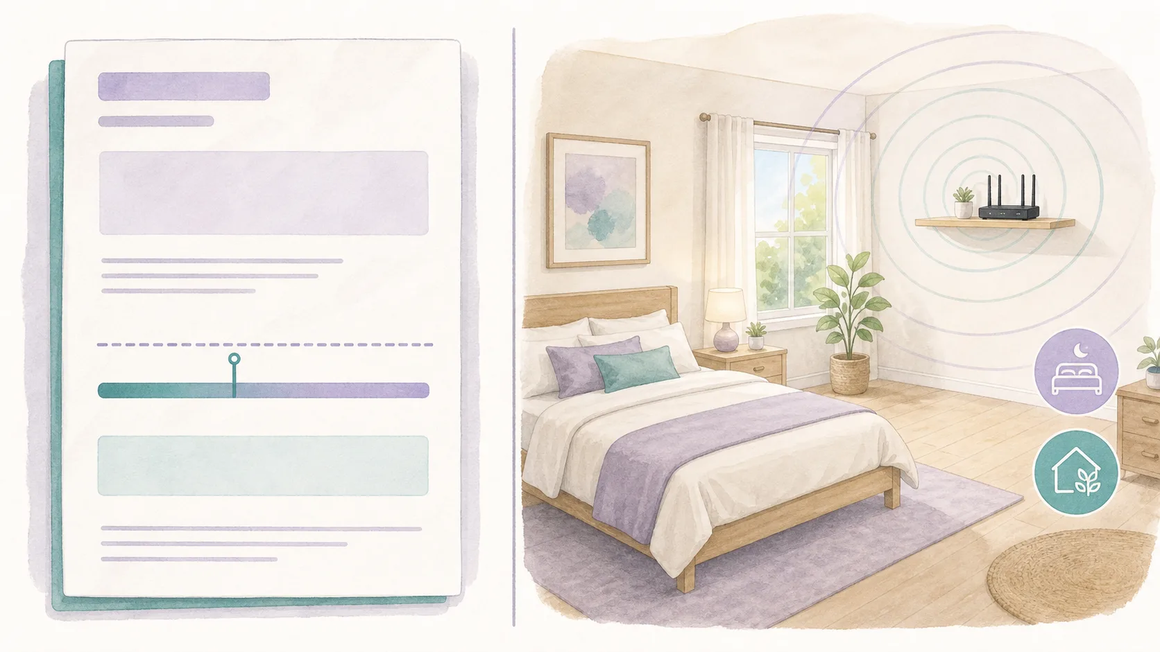A regulatory exposure limit beside a bedroom layout using distance as a practical precaution.